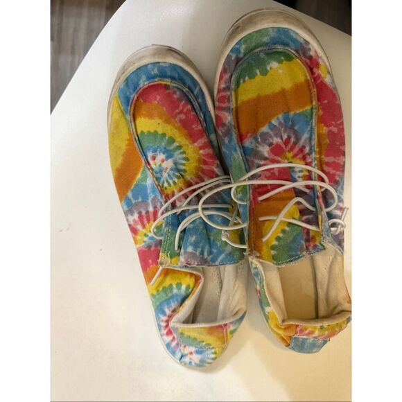 Women's Mandala Tie Dye Low Top Canvas Boat Shoe Loafer Multicolor Size 39 - Picture 2 of 7